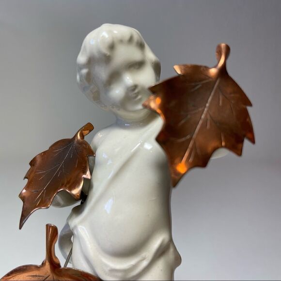 Stuart Nye Large Copper Maple Leaf Pin and clip earrings True Vintage - Picture 8 of 9